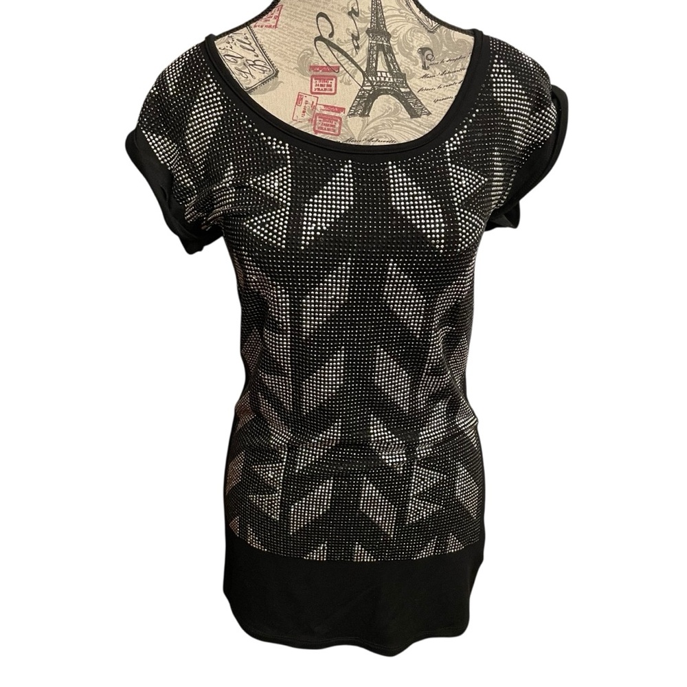 Guess Black and White Patterned Short Sleeve Tee